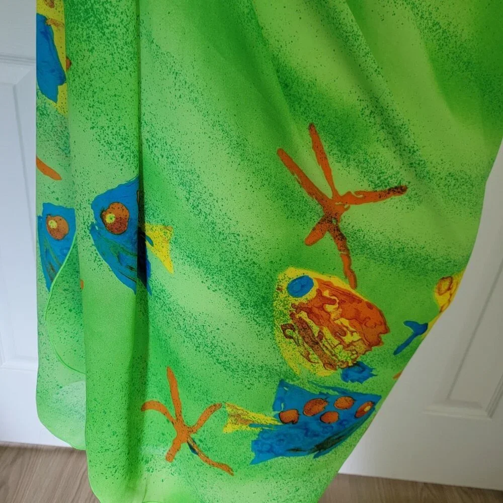 AJ Tropics Scarf Wrap Cover-up‎ Dress Tropical Fish Wrap Colorful Summer NWT